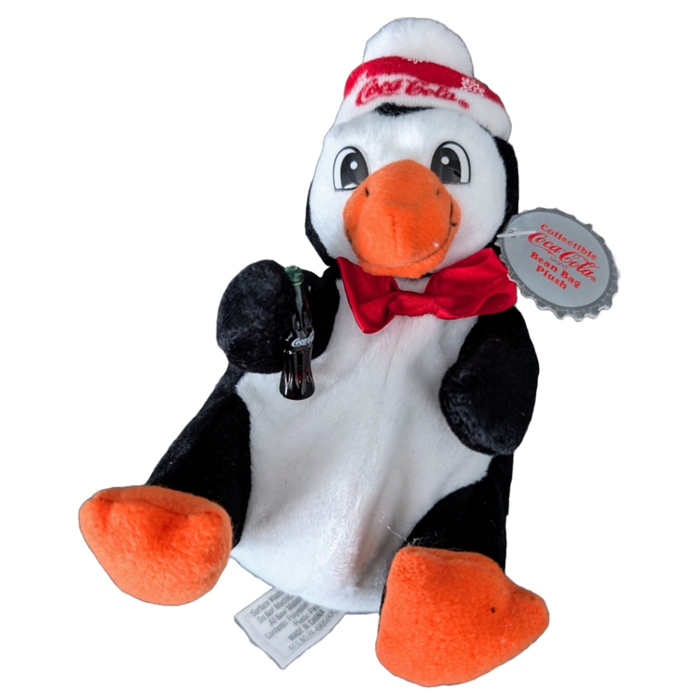 Vintage 1997 Coca-Cola Penguin in Snowflake Cap Beanie Baby Stuffed Animal